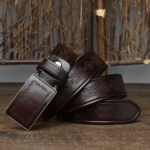 Ceinture western cuir marron boucle vintage amérindien (1)