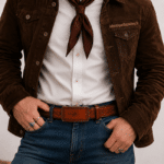 Ceinture western cuir marron boucle vintage amérindien (3)