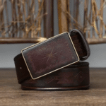 Ceinture western cuir marron boucle vintage amérindien (8)