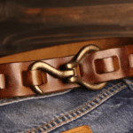 Ceinture western en cuir marron à fermoir crochet vintage (3)
