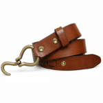 Ceinture western en cuir marron à fermoir crochet vintage (6)