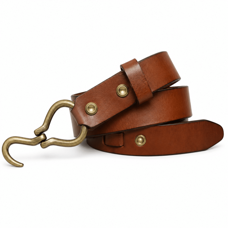 Ceinture western en cuir marron à fermoir crochet vintage (6)