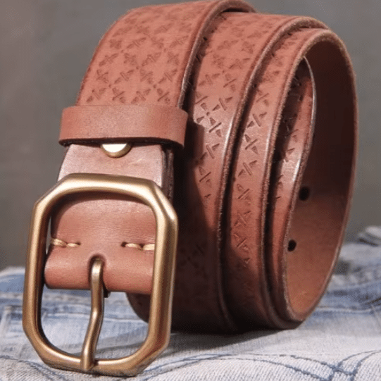 Ceinture western homme en cuir motifs géométriques (1)