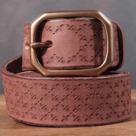 Ceinture western homme en cuir motifs géométriques (2)