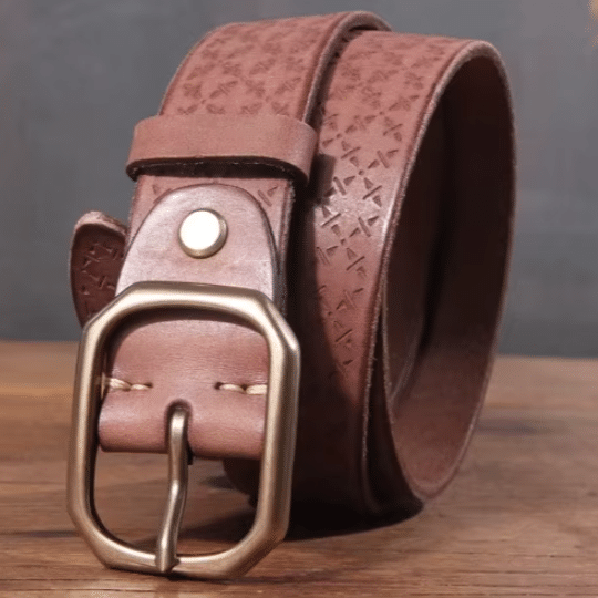 Ceinture western homme en cuir motifs géométriques (3)