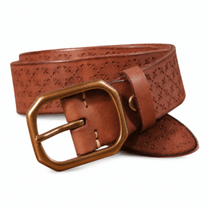 Ceinture western homme en cuir motifs géométriques
