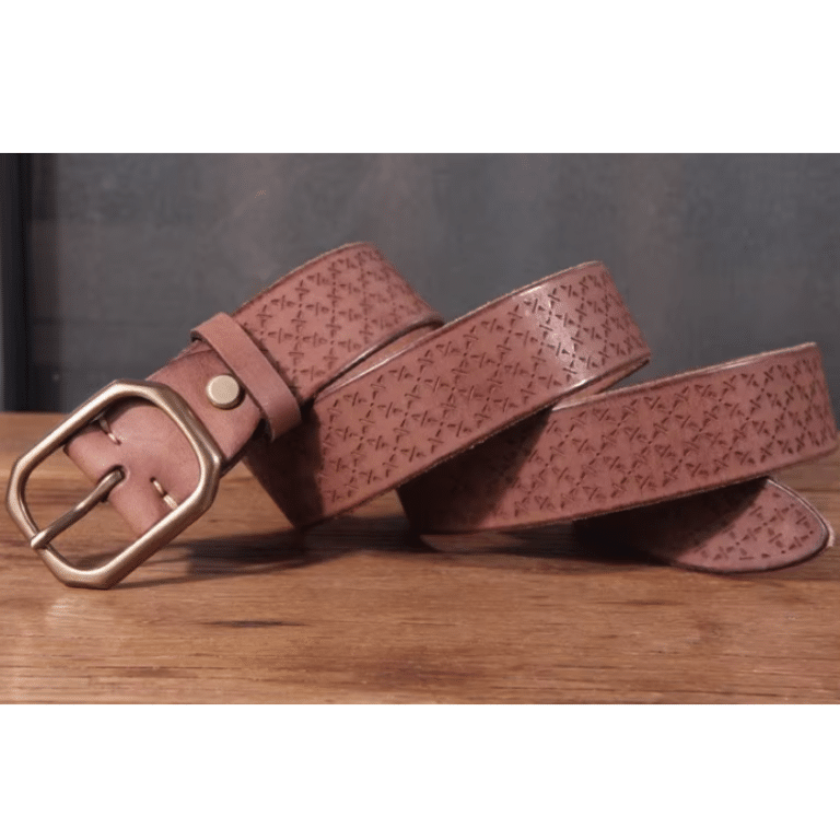 Ceinture western homme en cuir motifs géométriques (9)