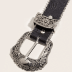 Ceinture western noire à boucle florale gravée style cowboy vintage (4)