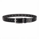 Ceinture western noire à clous argentés et motifs métalliques (2)