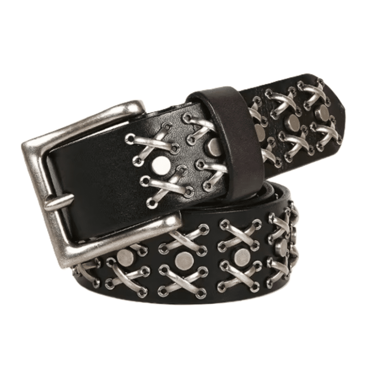 Ceinture western noire cuir et métal hors-la-loi (2)