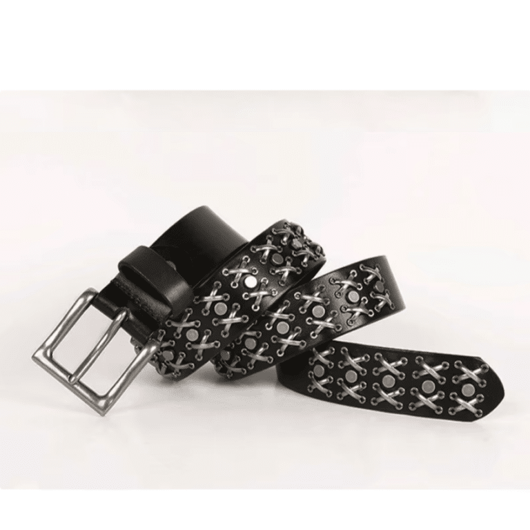 Ceinture western noire cuir et métal hors-la-loi (3)