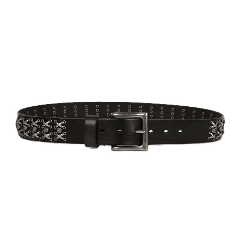 Ceinture western noire cuir et métal hors-la-loi (4)