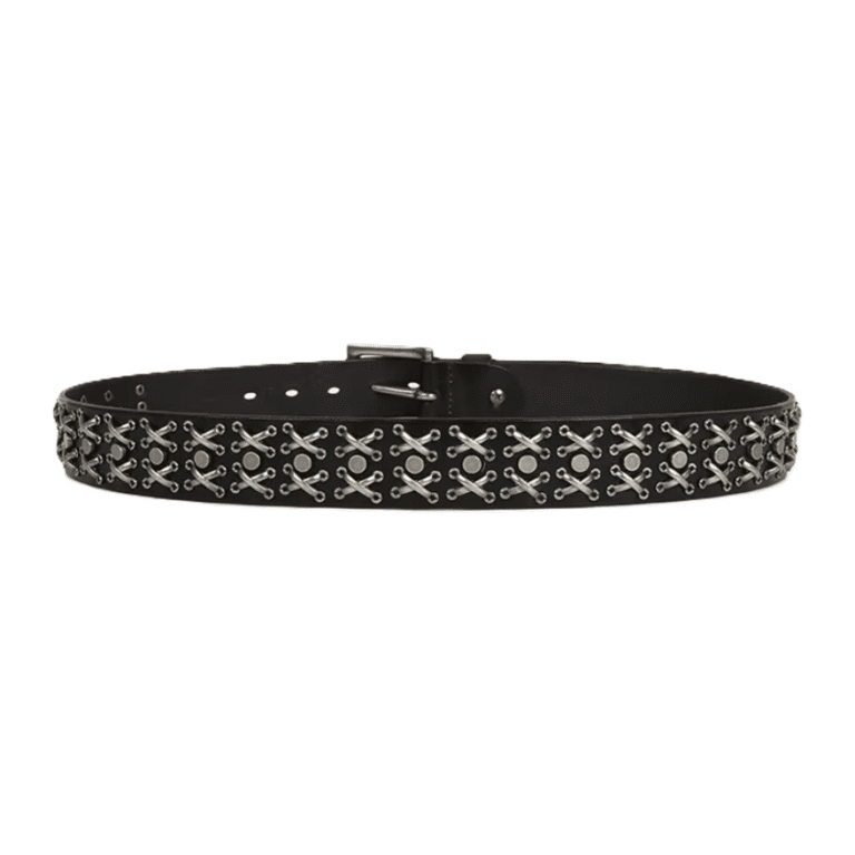 Ceinture western noire cuir et métal hors-la-loi (5)