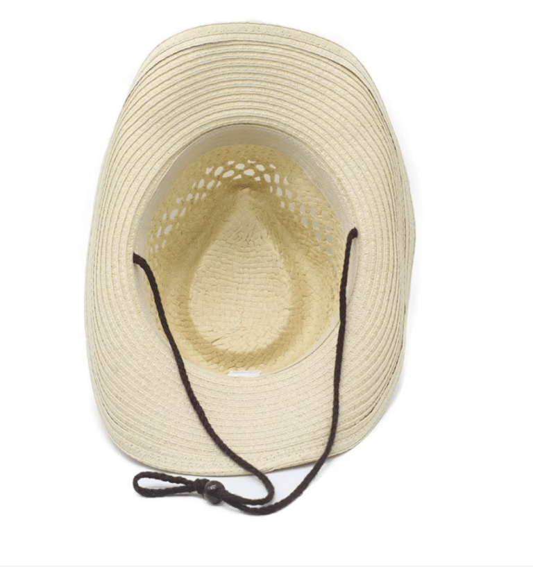 Chapeau Cowboy Femme Paille Beige Étoile Turquoise (6)
