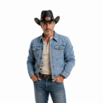 Chapeau Cowboy Noir à Médaillon Aigle Style Western Américain (2)