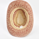 Chapeau Cowboy paille beige rouge coquillages (7)