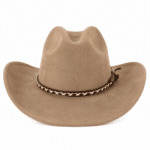 Chapeau cowboy beige style western avec bandeau tressé (1)