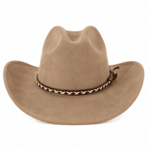 Chapeau cowboy beige style western avec bandeau tressé