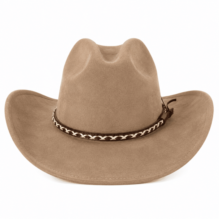 Chapeau cowboy beige style western avec bandeau tressé (1)