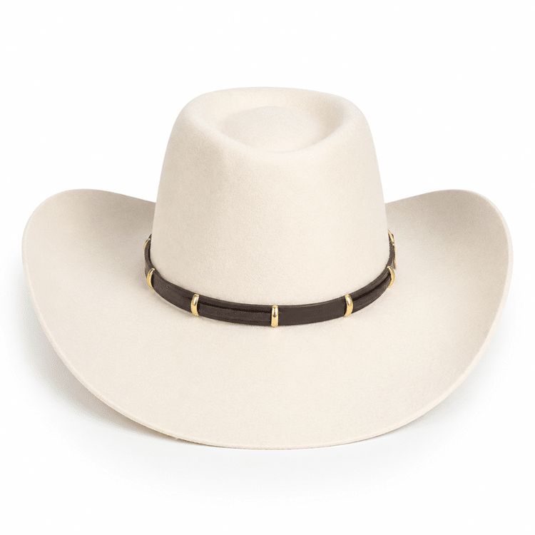 Chapeau cowboy blanc ivoire laine naturelle premium (4)