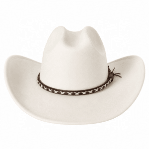 Chapeau cowboy blanc style western avec bandeau tressé