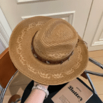 Chapeau cowboy en paille tressée avec bandeau western vintage (2)