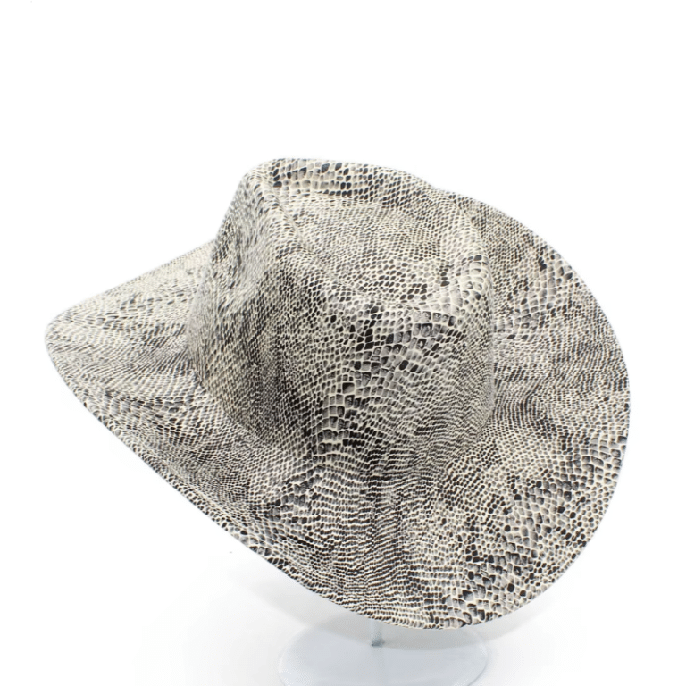 Chapeau cowboy imprimé serpent blanc style western (2)