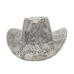 Chapeau cowboy imprimé serpent blanc style western