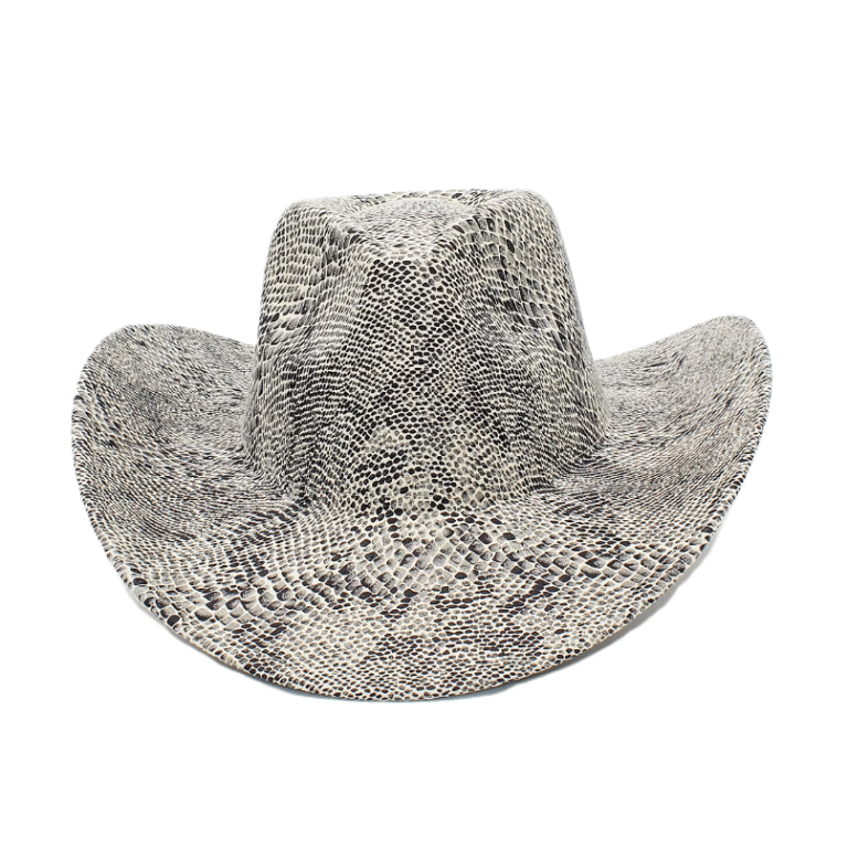 Chapeau cowboy imprimé serpent blanc style western (4)