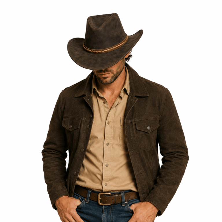Chapeau cowboy marron aventurier à bandeau tressé western (3)