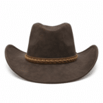 Chapeau cowboy marron aventurier à bandeau tressé western (4)