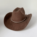 Chapeau cowboy marron western avec bandeau tressé (1)