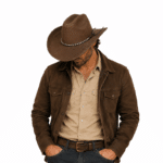 Chapeau cowboy marron western avec bandeau tressé (2)