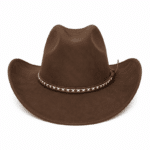 Chapeau cowboy marron western avec bandeau tressé (3)