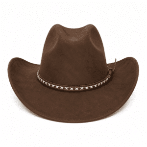 Chapeau cowboy marron western avec bandeau tressé
