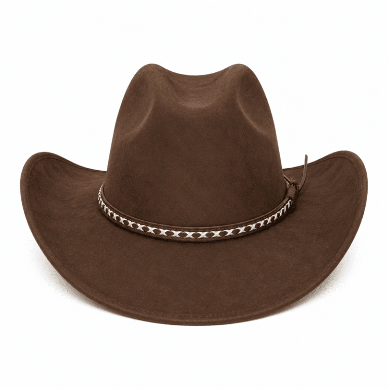 Chapeau cowboy marron western avec bandeau tressé (3)