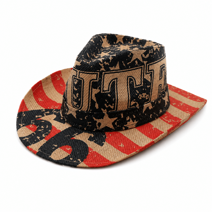 Chapeau cowboy motif drapeau américain vintage style western (1)