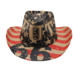 Chapeau cowboy motif drapeau américain vintage style western (3)