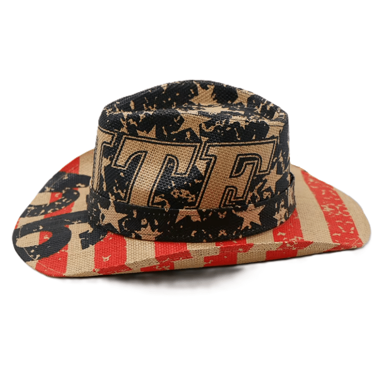 Chapeau cowboy motif drapeau américain vintage style western (4)
