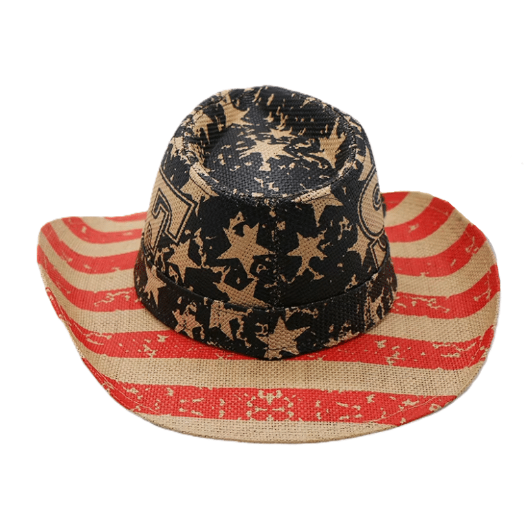 Chapeau cowboy motif drapeau américain vintage style western (5)