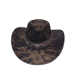 Chapeau cowboy motif serpent avec bandeau taureau