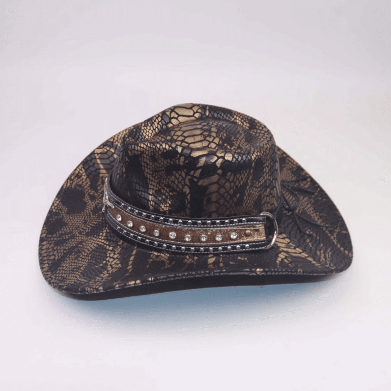 Chapeau cowboy motif serpent avec bandeau taureau (4)