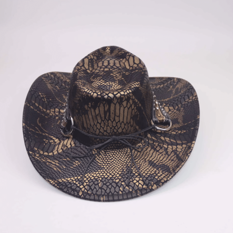 Chapeau cowboy motif serpent avec bandeau taureau (5)