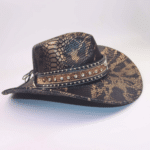 Chapeau cowboy motif serpent avec bandeau taureau (6)