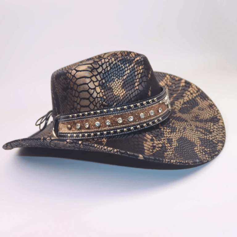 Chapeau cowboy motif serpent avec bandeau taureau (6)