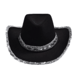 Chapeau cowboy noir à paillettes argentées (2)