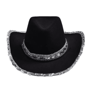 Chapeau cowboy noir à paillettes argentées
