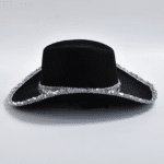 Chapeau cowboy noir à paillettes argentées (3)