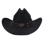 Chapeau cowboy noir bandeau balles et emblème pistolets western
