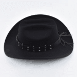 Chapeau cowboy noir bandeau balles et emblème pistolets western (3)